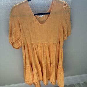 Orange V-Neck Women's Top